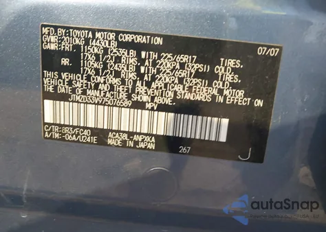 2007 Toyota Rav4 z USA, uszkodzony, nr VIN JTMZD33V975076589